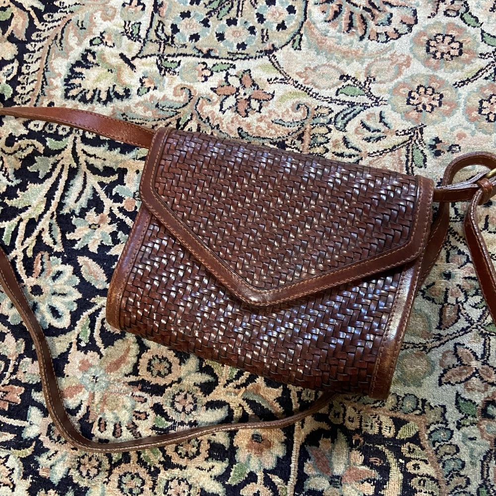 vintage ralph lauren woven leather crossbody